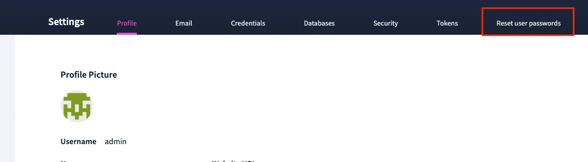 Reset user passwords